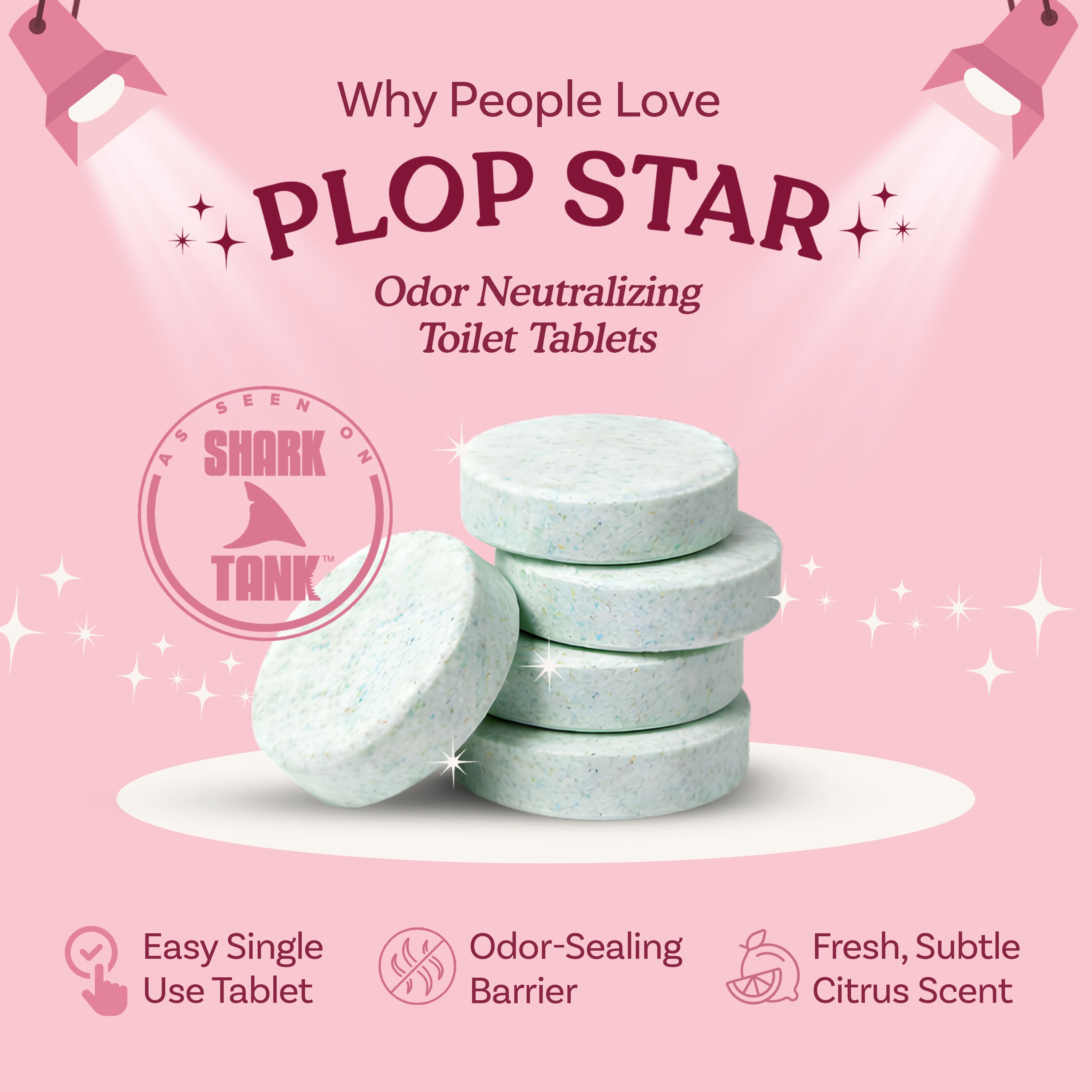 Plop Star Toilet Tablets — 40 Pack Toilet Odor Eliminator