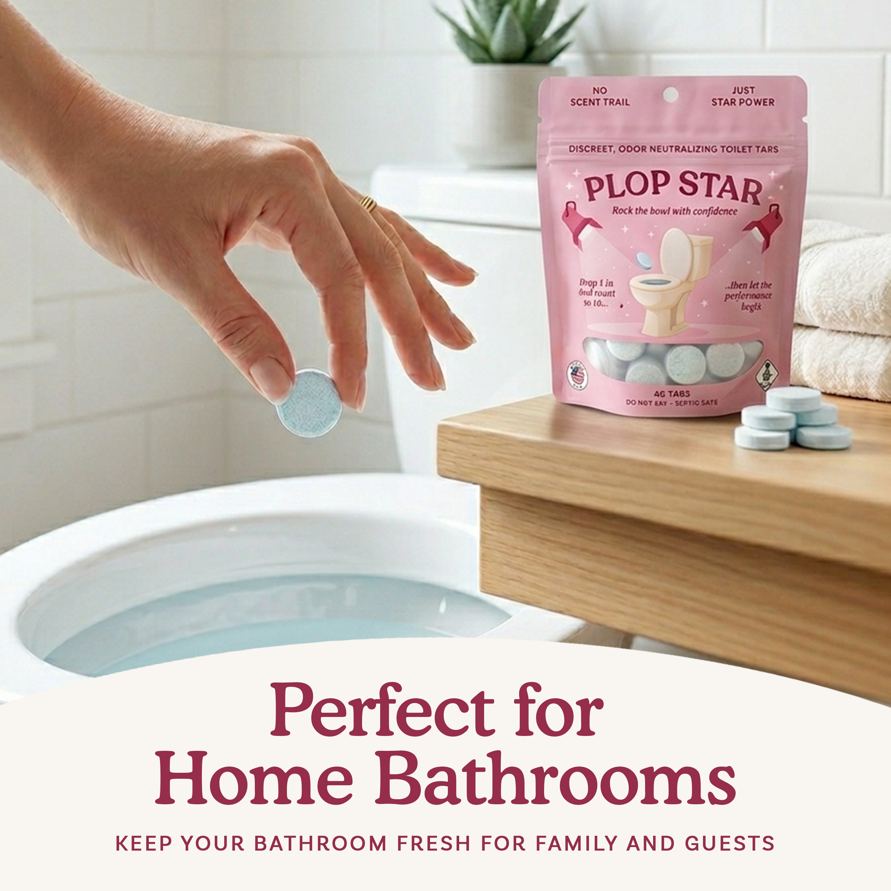 Plop Star Toilet Tablets — 40 Pack Toilet Odor Eliminator
